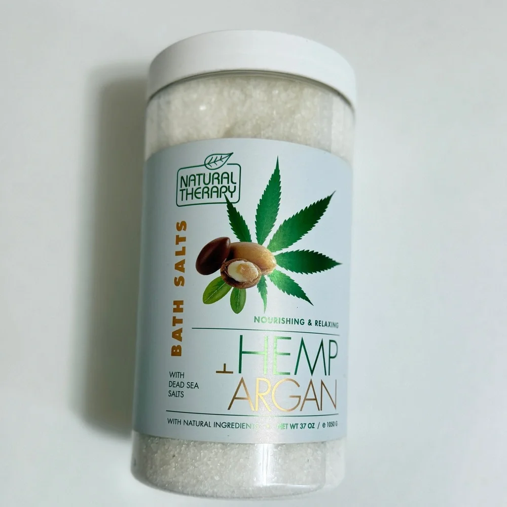 Natural Therapy HEMP+Argon BATH SALTS Dead Sea‎ Relaxing Refreshing 37oz
